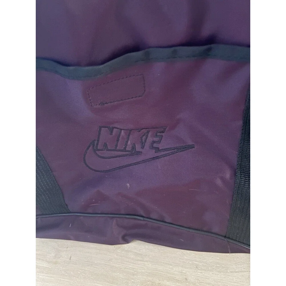 Vintage 80s 90s NIKE Duffel Bag Deep Purple Spellout Big Check Workout Retro